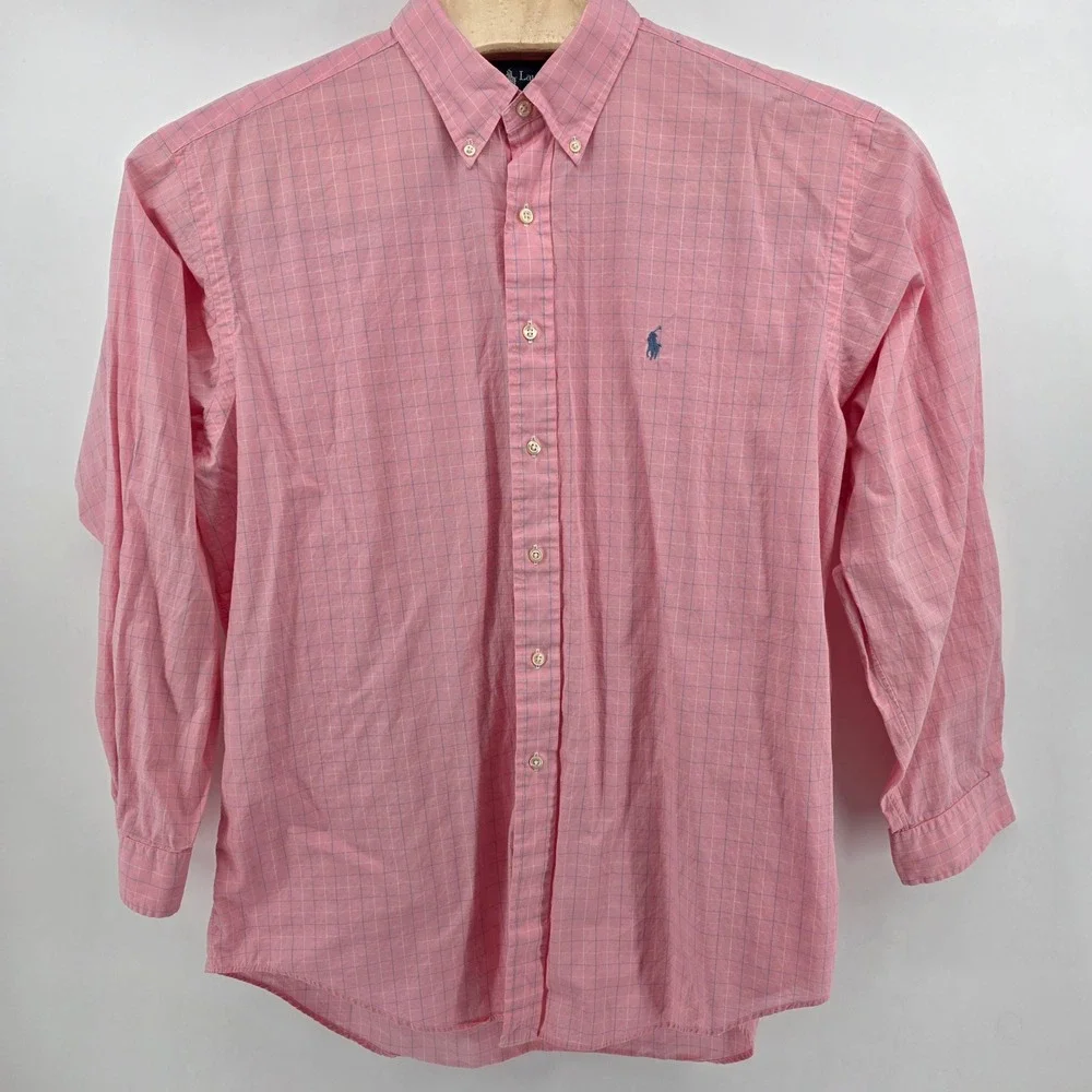 Ralph Lauren Yarmouth Button Down Mens 17 34/35 Classic Ctn Pink Heritage Office